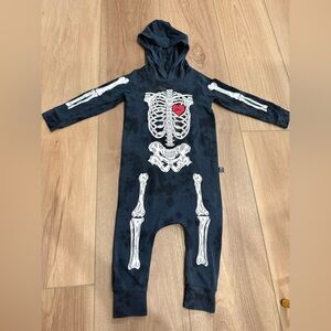 Rags long sleeve hooded skeleton suit 2T